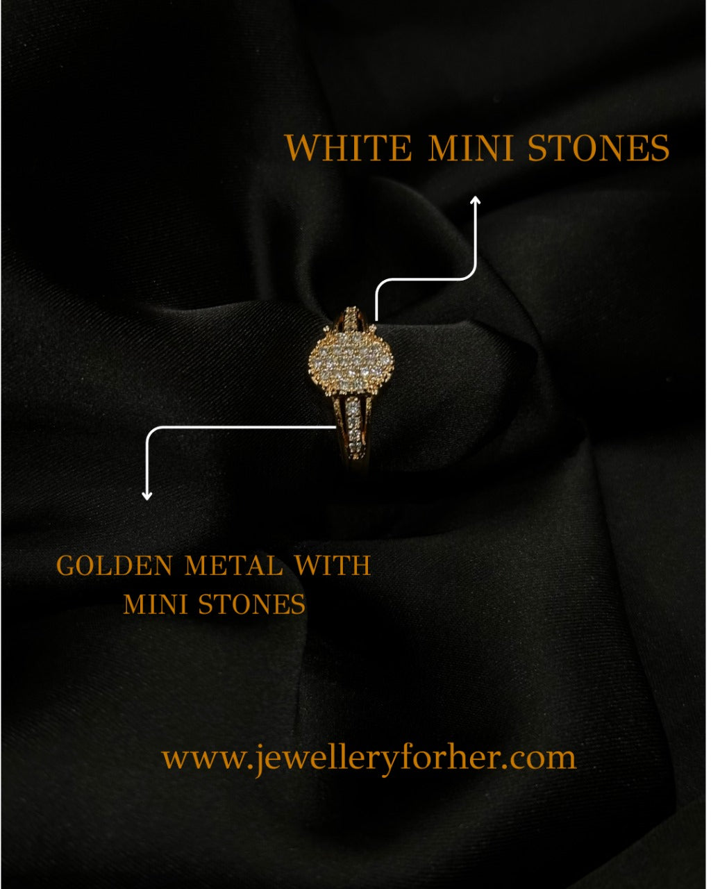 Classic Round Sparkle Ring – Metal with White Mini Stones