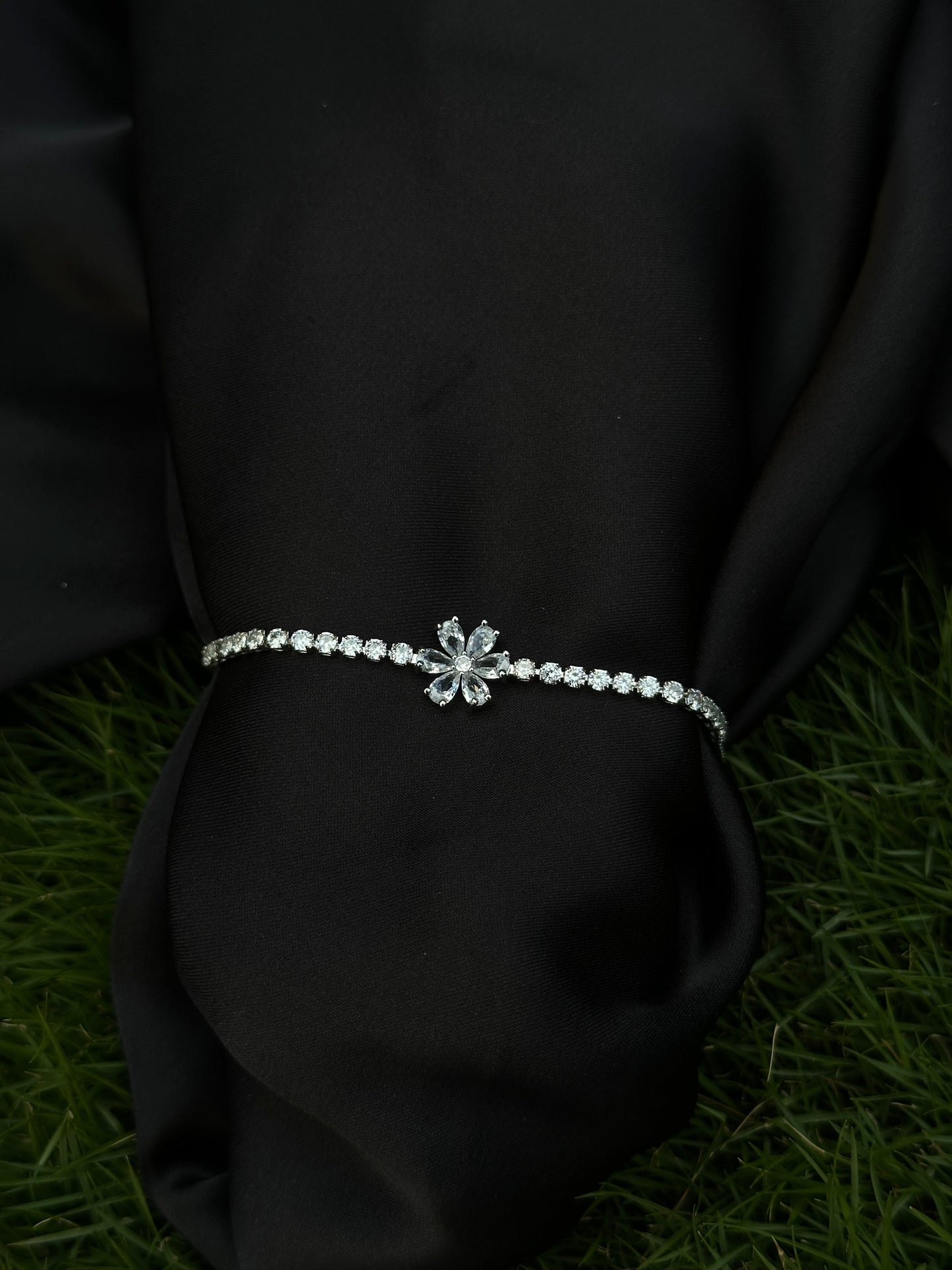 Blossom Spark Bracelet – Silver Stainless Steel Chain with Pink & Crystal Stones