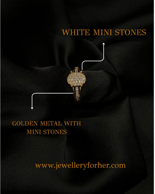 Classic Round Sparkle Ring – Metal with White Mini Stones