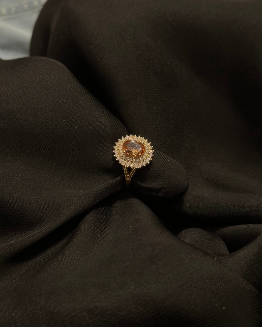 Sapphire Elegant Stone In Golden Disk Stainless Ring