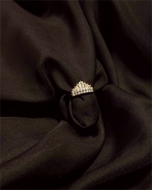 Princess Crown Ring Stainless with Diamond Accents