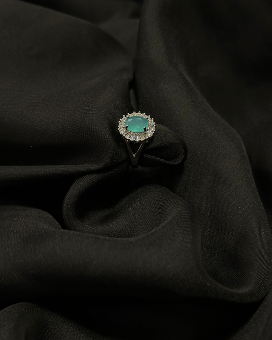 Sapphire Elegant Stone In White Disk Stainless Ring